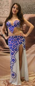 Abito CS094 bianco blu lycra - Mille e un sogno